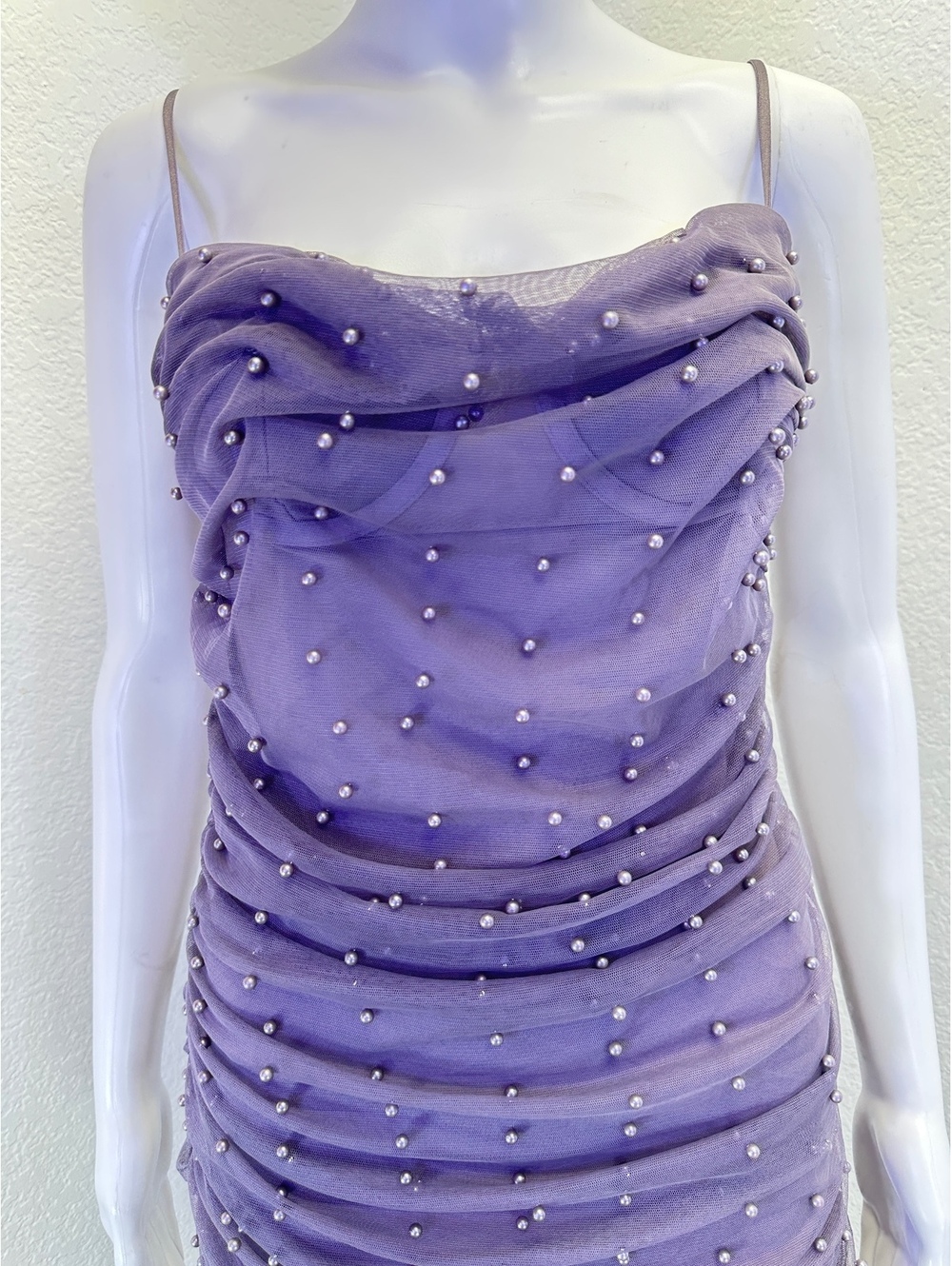 Women’s Sz 6 Asos Design Lavender Ruched Cami Midi Dress Formal Prom Wedding - Picture 2 of 6